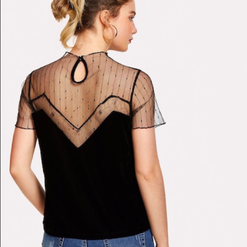 Velvet & Mesh Top โ ๏ธ - Picture 4 of 5